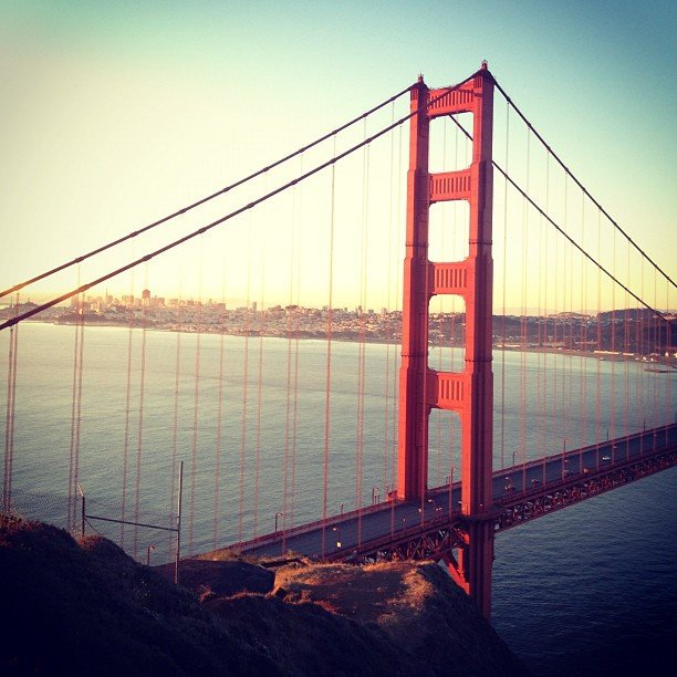 Sunset at the Golden Gate Bridge.